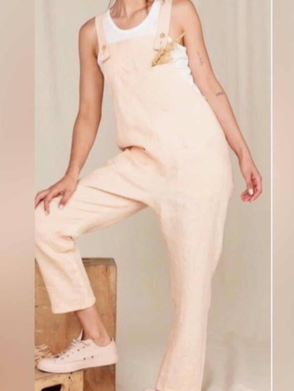Mate The Label Maya Linen Overalls In Goldenrod Size Medium New Without Tag